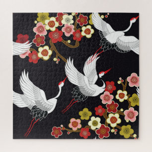 Fliegende Vögel: Kranich Reiher Japanisch. Puzzle
