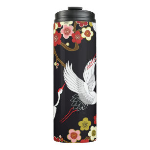 Fliegende Vögel: Kranich Reiher Japanisch. Thermosbecher