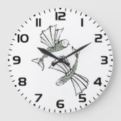 Fliegende, vom Fisch gezogene Ozeankreatur Große Wanduhr (Vorderseite)