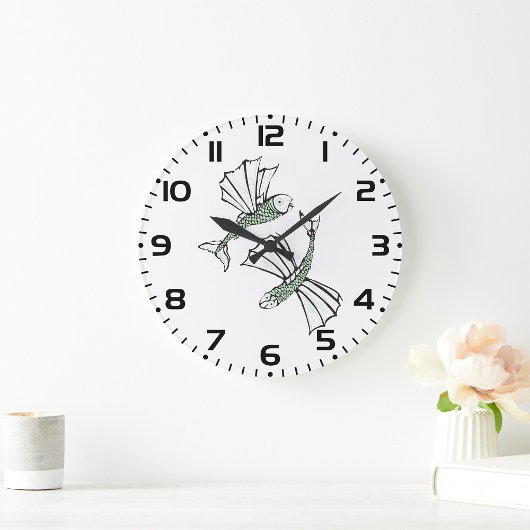 Fliegende, vom Fisch gezogene Ozeankreatur Große Wanduhr