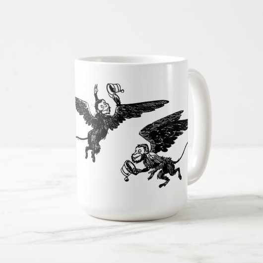 Fliegende Winged Affe-Tassen-Zauberer- von Kaffeetasse (VorderseiteRechts)