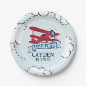 Fliegende Zeit Flugzeug Geburtstag Pappteller (Vorderseite)