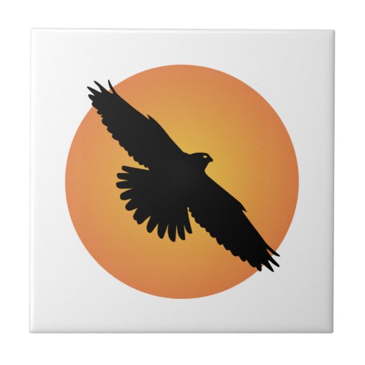 Fliegender Adler vor der Sonne Fliese (Vorderseite)