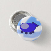 Fliegender blauer Raumschiff-Button Button (Vorne & Hinten)