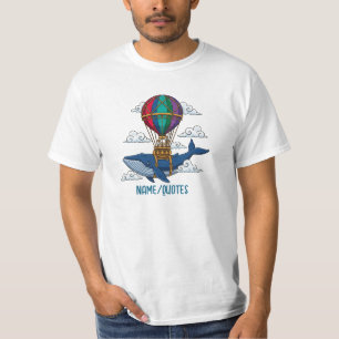 Fliegender Blauwal mit Heißluftballon T-Shirt