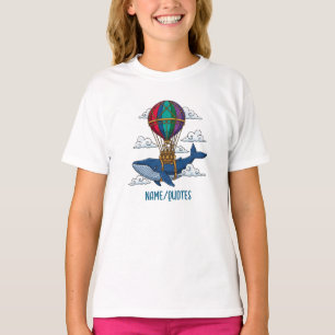 Fliegender Blauwal mit Heißluftballon T-Shirt