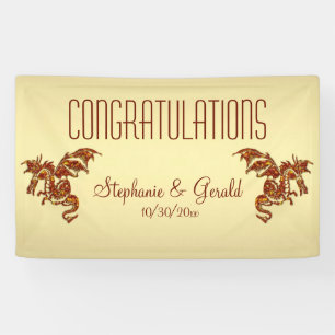 Fliegender Drache auf goldenem Hintergrund Persönl Banner