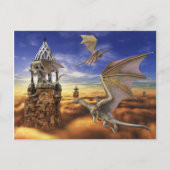 Fliegender Drache Fantasy-Landschaft Himmel Postkarte (Vorderseite)