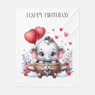 Fliegender Elefant Geburtstag Fleecedecke
