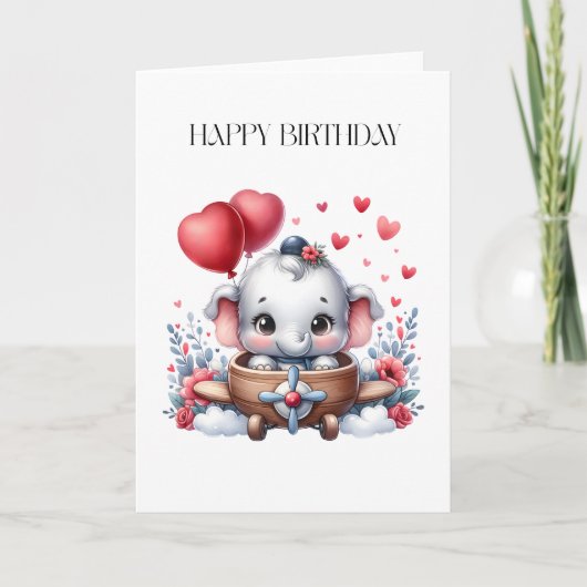 Fliegender Elefant Geburtstag Karte (Vorderseite)