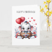 Fliegender Elefant Geburtstag Karte (Gelbe Blume)