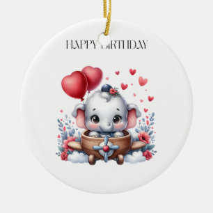 Fliegender Elefant Geburtstag Keramik Ornament