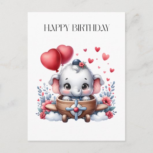 Fliegender Elefant Geburtstag Postkarte (Vorderseite)