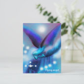 Fliegender Engel in der Nacht Postkarte (Stehend Vorderseite)