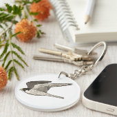 Fliegender Falken Bunte Bleistiftkunst auf Weiß Schlüsselanhänger (Vorderseite rechts)