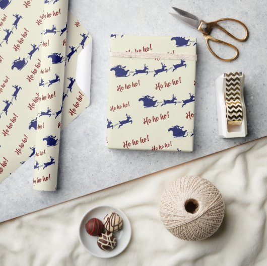 Fliegender festlicher Spaß Rentiers von Santa Slei Geschenkpapier (Kunsthandwerk)