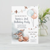 Fliegender Fox Geburtstagsparty Einladung (Stehend Vorderseite)