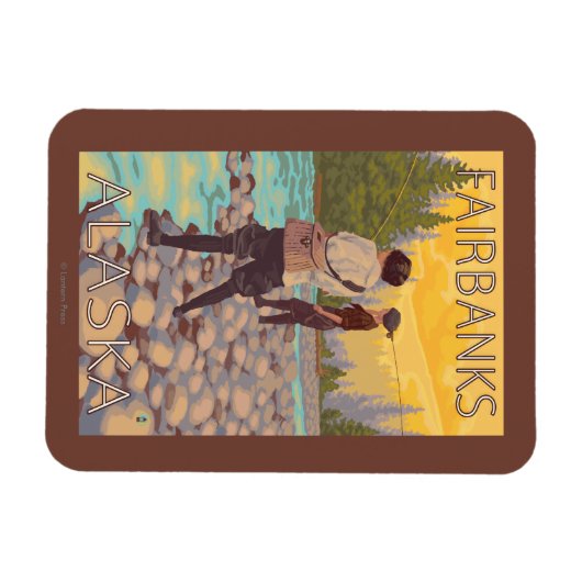 Fliegender Frauenanbau - Fischbanken, Alaska Magnet (Horizontal)