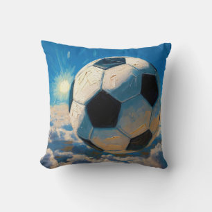 Fliegender Fußball Kunstwerk (Ölgemälde Nr. 5) Kissen