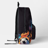 Fliegender Fußball mit Flammen. Bedruckter Rucksack (Links)