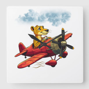 Fliegender Gepard Quadratische Wanduhr