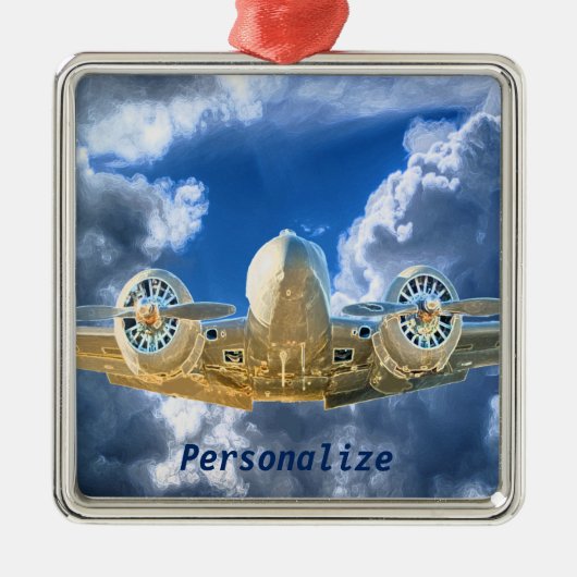 Fliegender hoher Entwurf Beechcraft Modell-18 Silbernes Ornament (Vorne)