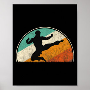 Fliegender Kick Silhouette Poster