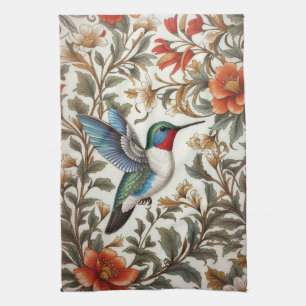 Fliegender Kolibri, inspiriert von William Morris Geschirrtuch