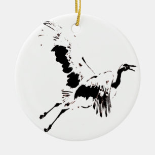 Fliegender Kranich Keramik Ornament