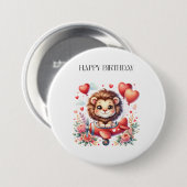 Fliegender Löwe Geburtstag Button (Vorne & Hinten)