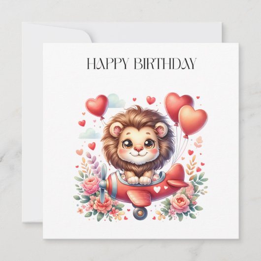 Fliegender Löwe Geburtstag Einladung (Vorderseite)