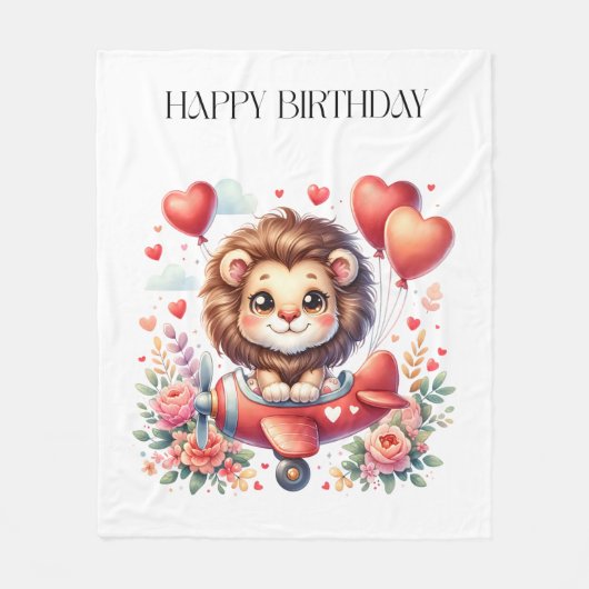 Fliegender Löwe Geburtstag Fleecedecke (Vorderseite)