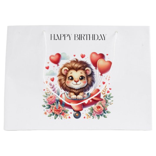 Fliegender Löwe Geburtstag Große Geschenktüte (Vorderseite)