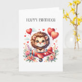 Fliegender Löwe Geburtstag Karte (Gelbe Blume)
