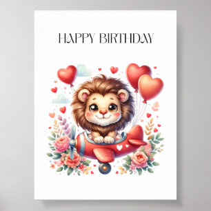 Fliegender Löwe Geburtstag Poster
