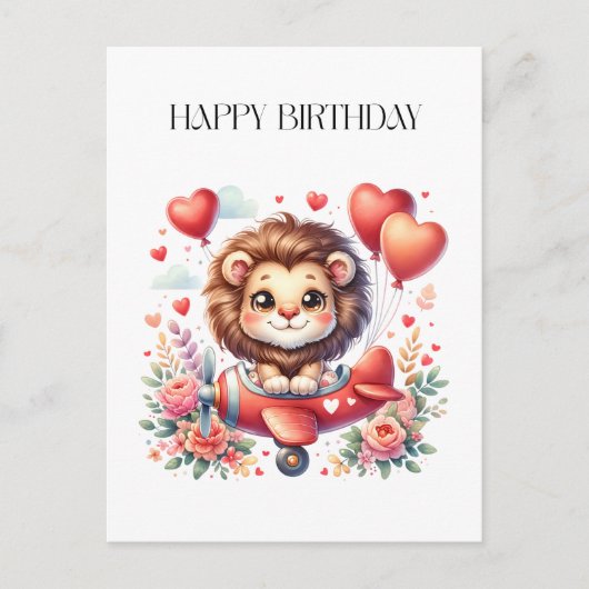 Fliegender Löwe Geburtstag Postkarte (Vorderseite)