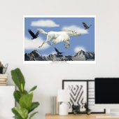 Fliegender Pegasus im Adlergebirge Fantasy Art Poster (Heimbüro)