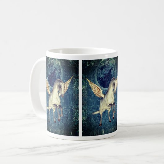 Fliegender Pegasus Pferdefantasie Kaffeetasse (Vorderseite Links)