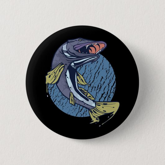 Fliegender Pike, Fang Big River Raubfisch Button (Vorderseite)