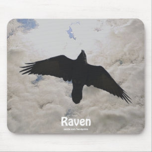 Fliegender Rabe & Wolken Krähenliebhaber-Wildlife- Mousepad