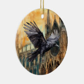 Fliegender Raven und mittelalterliche gotische Kat Keramik Ornament (Rechts)