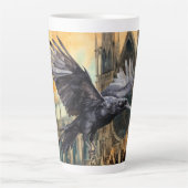Fliegender Raven und mittelalterliche gotische Kat Milchtasse (Vorderseite)