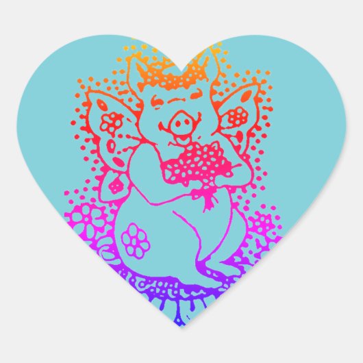 FLIEGENDER SCHWEIN, FARBENFARBENFARBENFARBENFARBEN Herz-Aufkleber (Vorderseite)