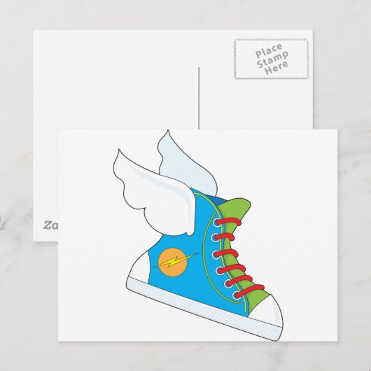Fliegender Sneaker Postkarte (Vorne/Hinten)