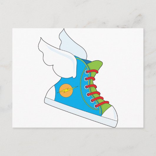 Fliegender Sneaker Postkarte (Vorderseite)