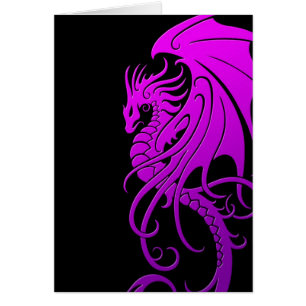 Fliegender Stammes- Drache - lila auf Schwarzem