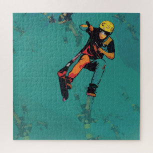 Fliegender Stunt-Scooter-Fahrer Puzzle