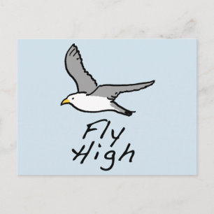 Fliegender Vogel. Abbildung einer Möwe im Flug. Postkarte