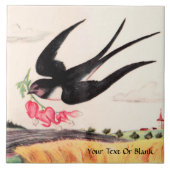 Fliegender Vogel mit Blumen Fliese (Vorderseite)