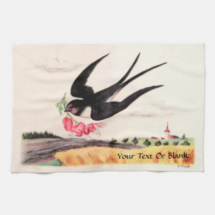 Fliegender Vogel mit Blumen Handtuch